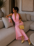 Abito rosa con laccio e scollo - R.a. Boutique