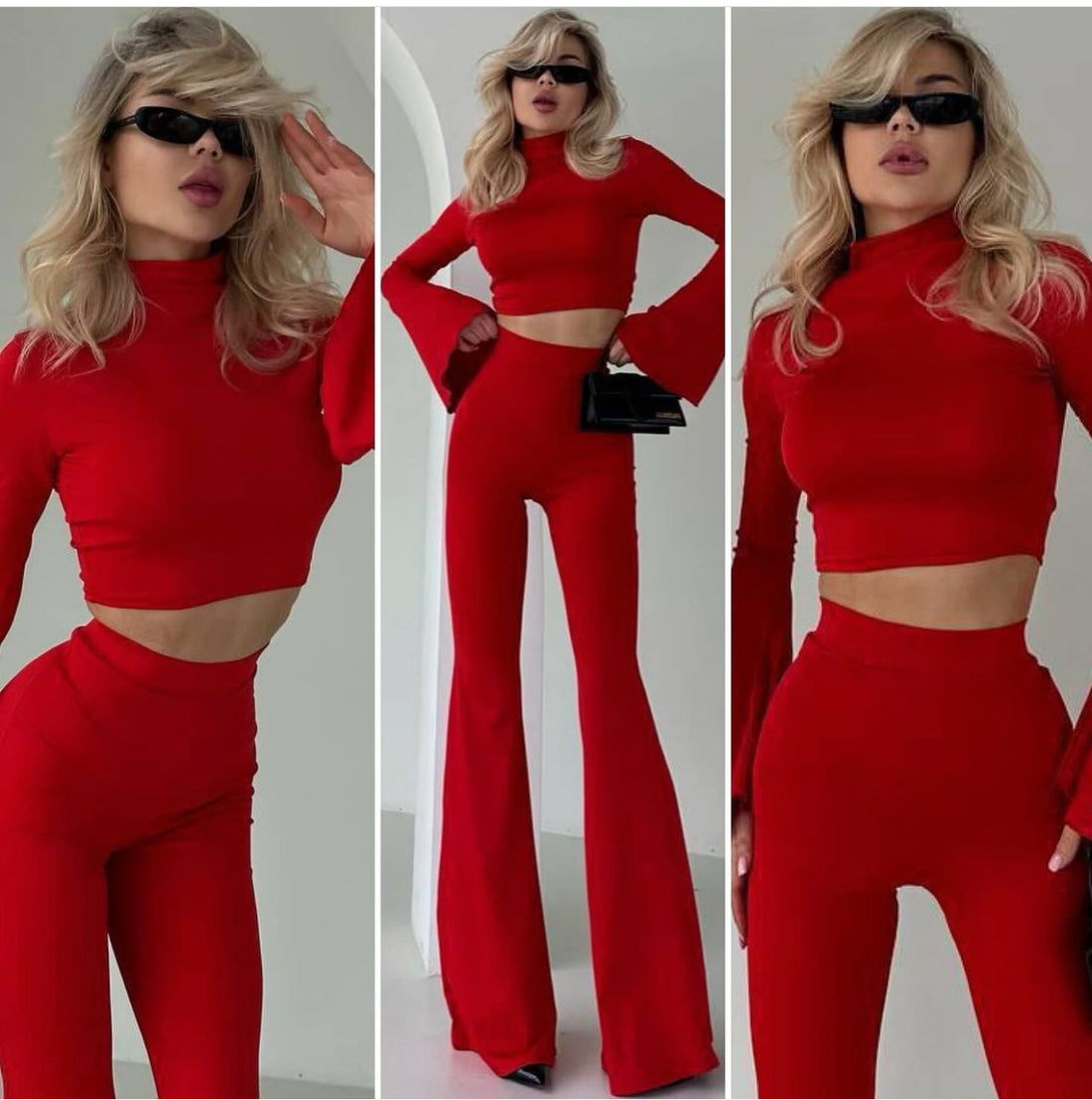 Due pezzi top e pantalone rosso - R.a. Boutique 