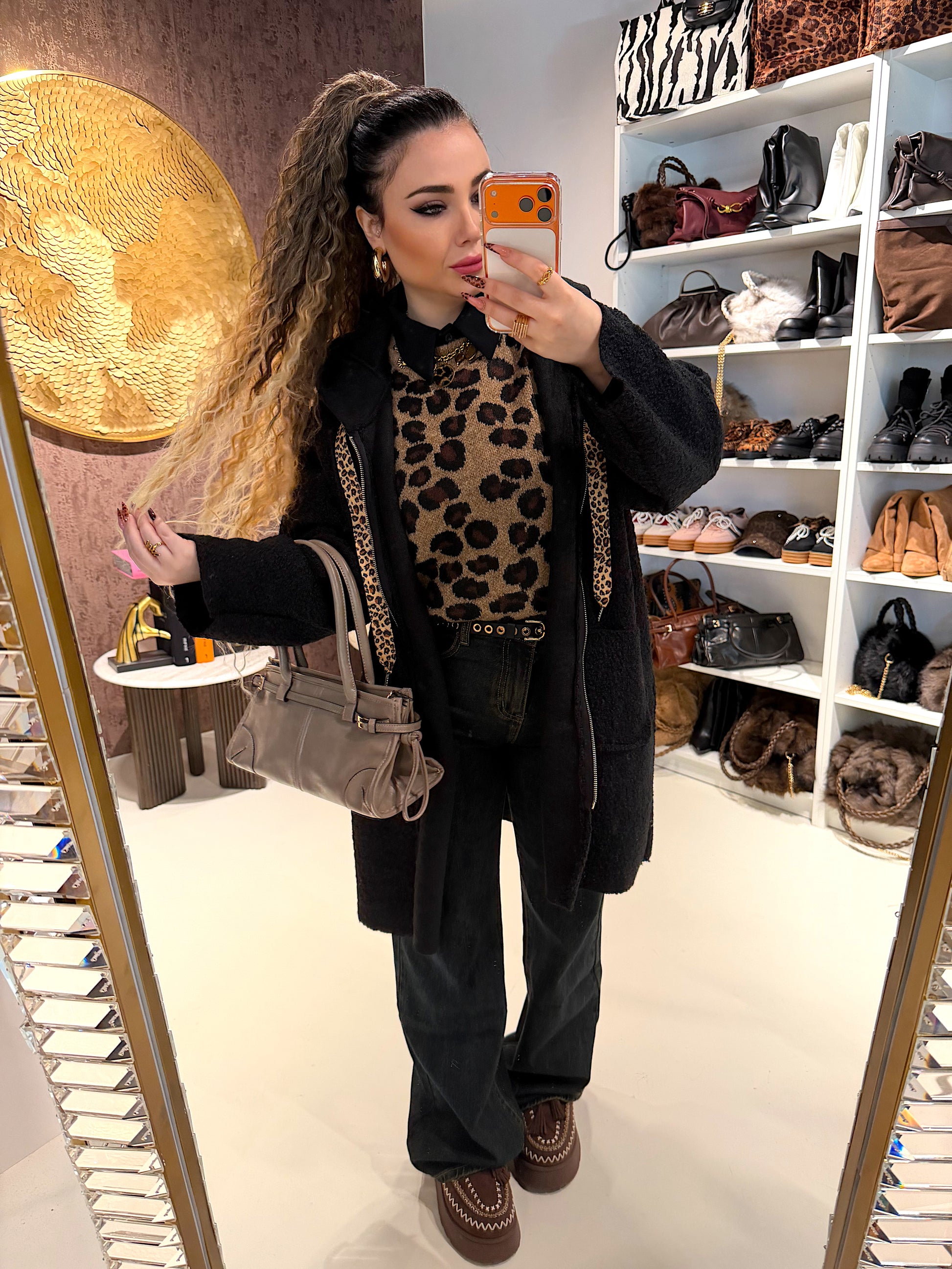 Cardigan Morbido con Cappuccio e laccio Animalier - R.a. Boutique