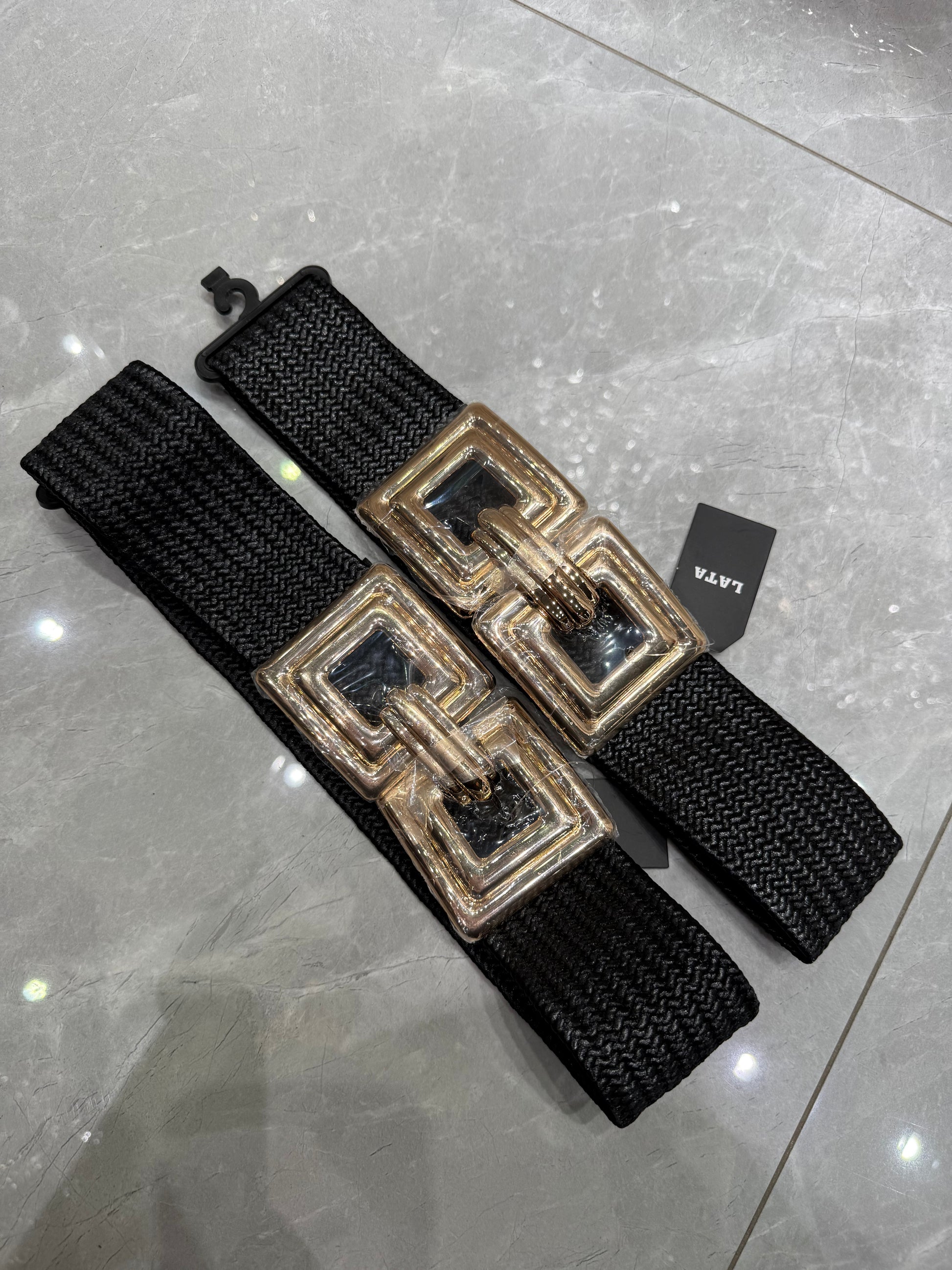 Cintura nera e gold con elastico - R.a. Boutique