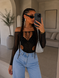 Body a rete con strass e fori - R.a. Boutique