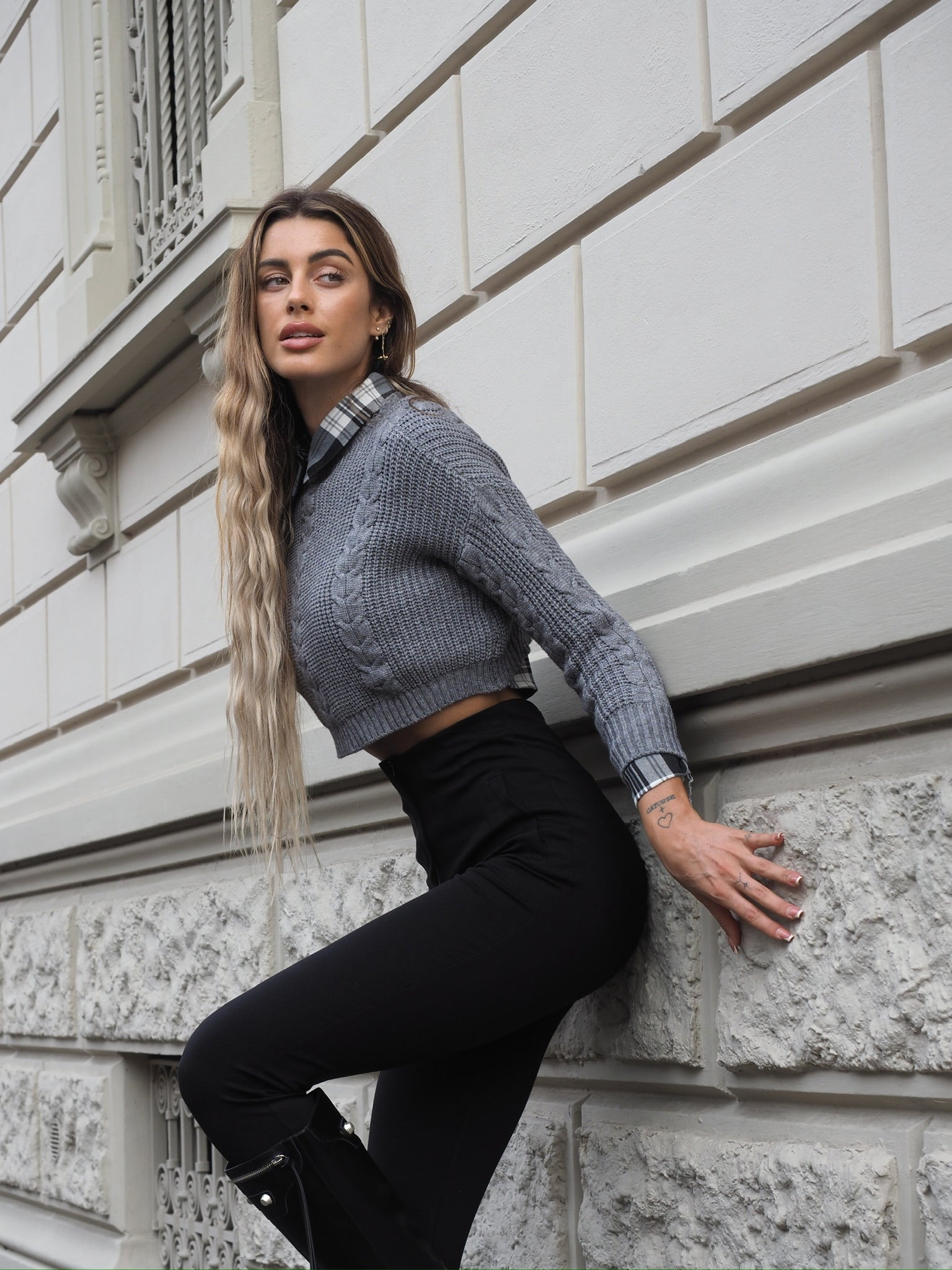 Pantalone vita alta nero - R.a. Boutique 