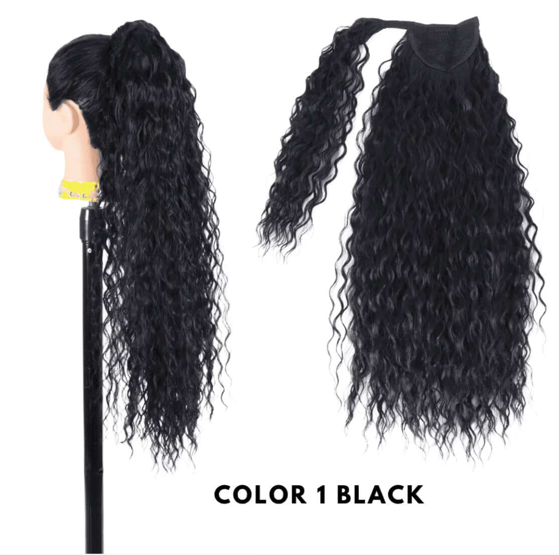 Coda effetto bagnato riccio con Laccio Nero - R.a. Boutique 
