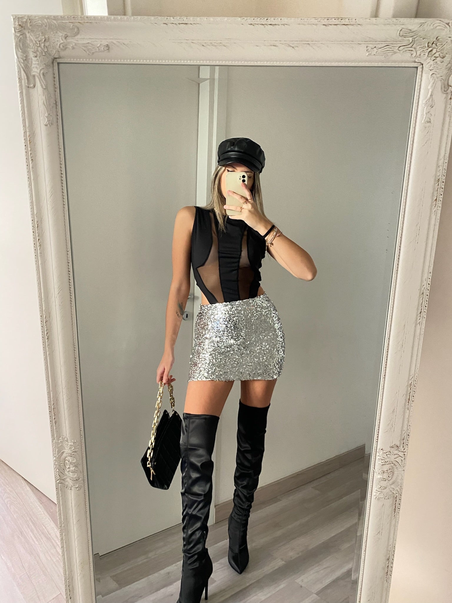 Gonna con paillettes argento - R.a. Boutique 