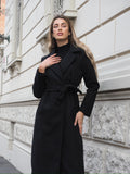 Cappotto nero con cintura - R.a. Boutique 
