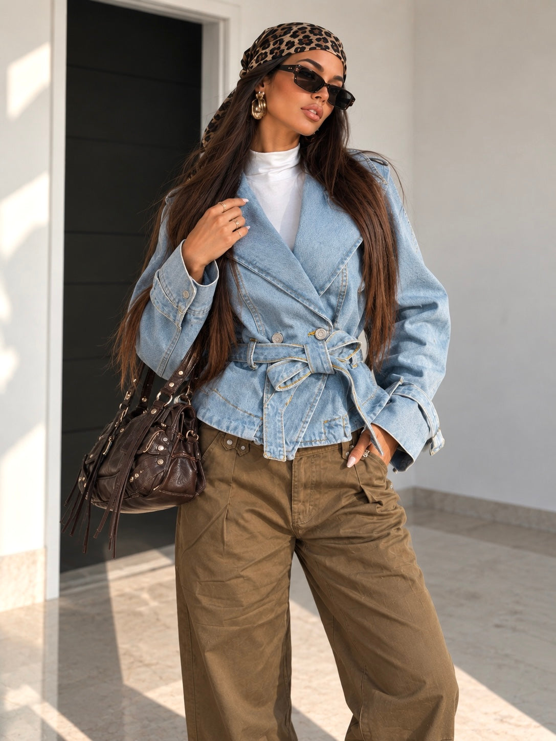 Giacca e pantalone in jeans con cintura - R.a. Boutique