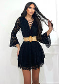 Abito in pizzo a balze Nero - R.a. Boutique