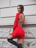 Abito in maglia rosso schiena aperta - R.a. Boutique 