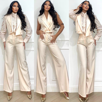 Set pantalone e smanicato cipria - R.a. Boutique