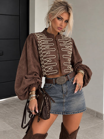 Maglia Cropped con Ricami Royal