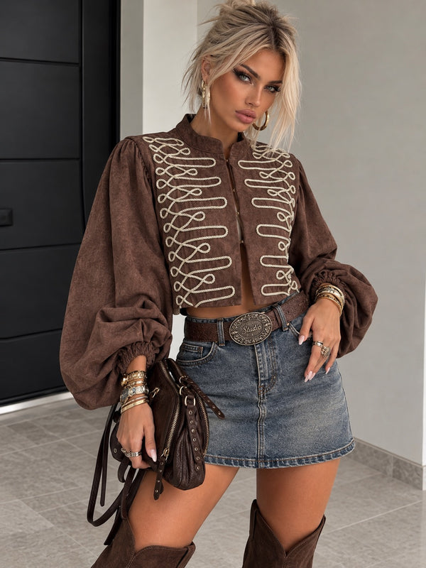 Maglia Cropped con Ricami Royal