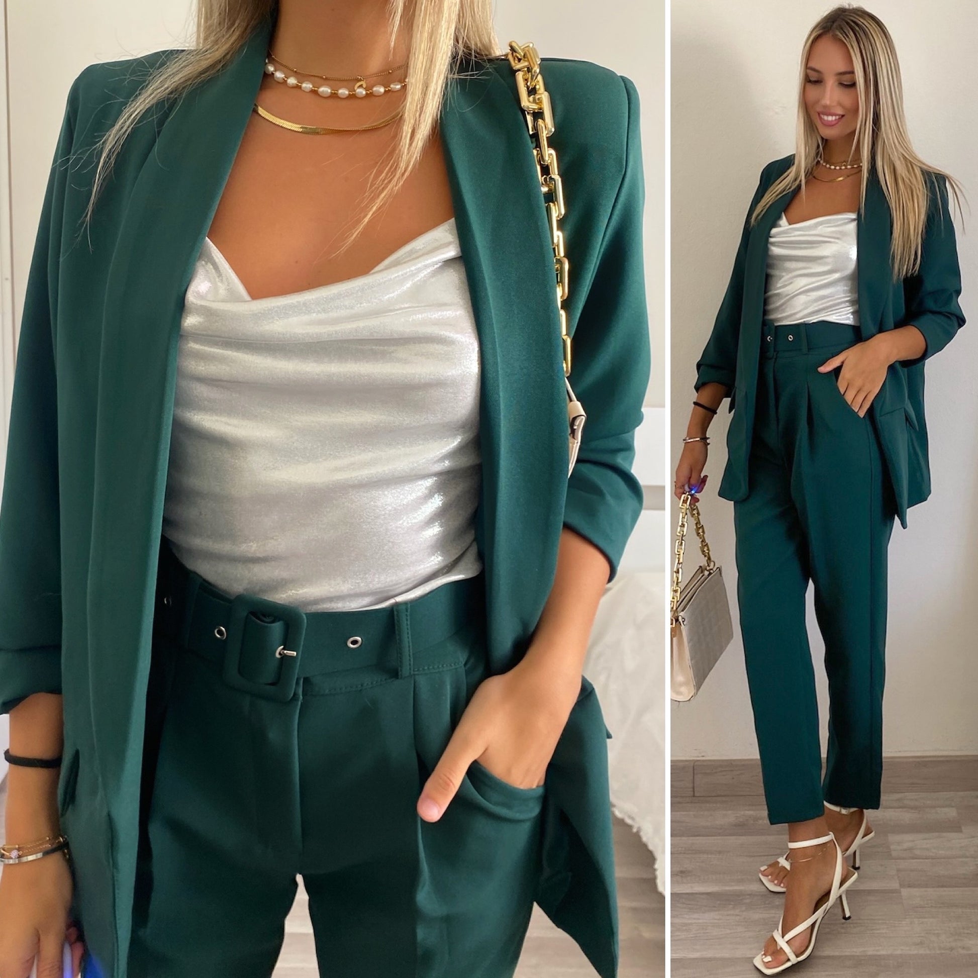 Completo giacca e pantalone verde bottiglia - R.a. Boutique 