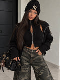Set Twin Zip in Maglia con Gilet e Giacca - Nero - R.a. Boutique