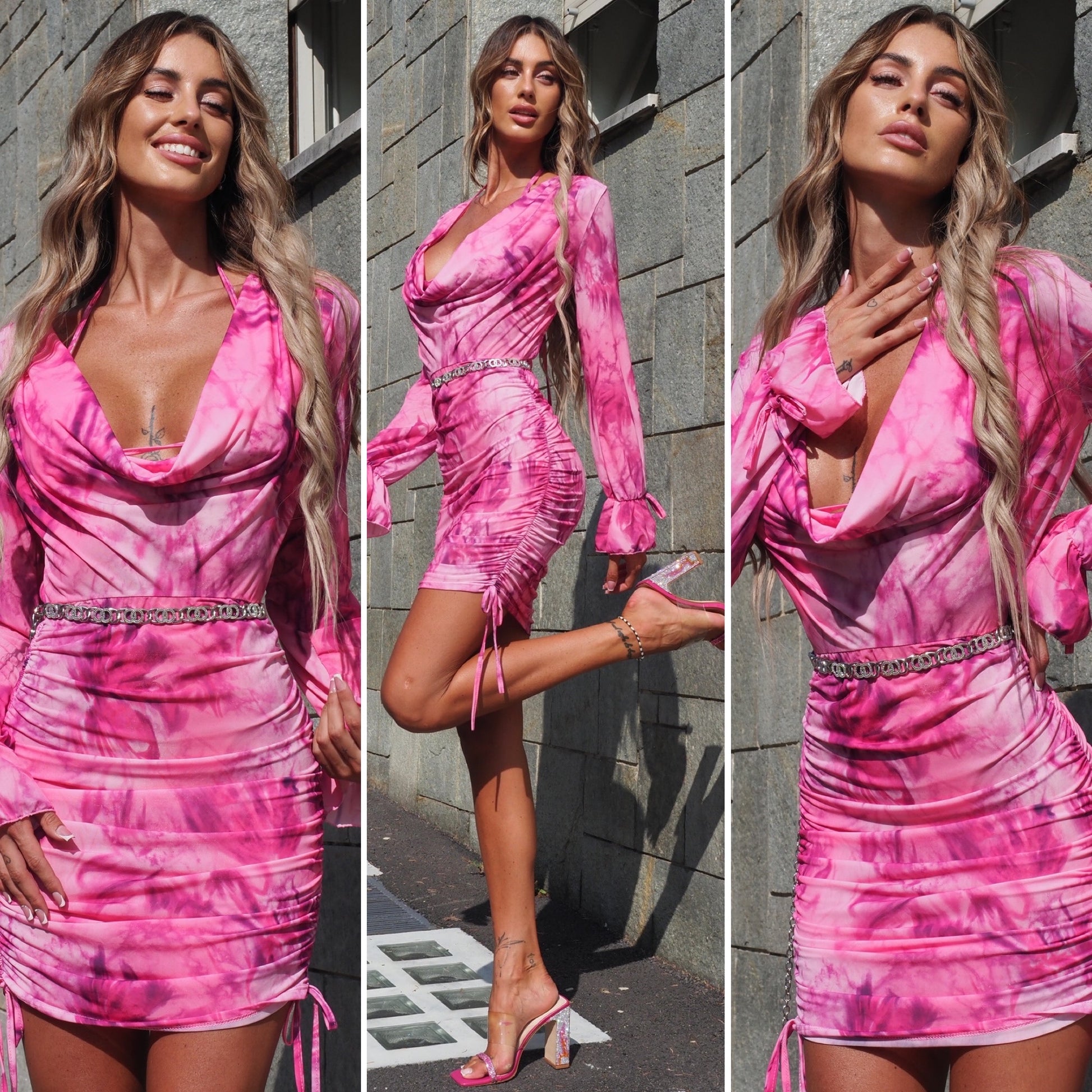 Abito midi con bottoncini oro - R.a. Boutique 