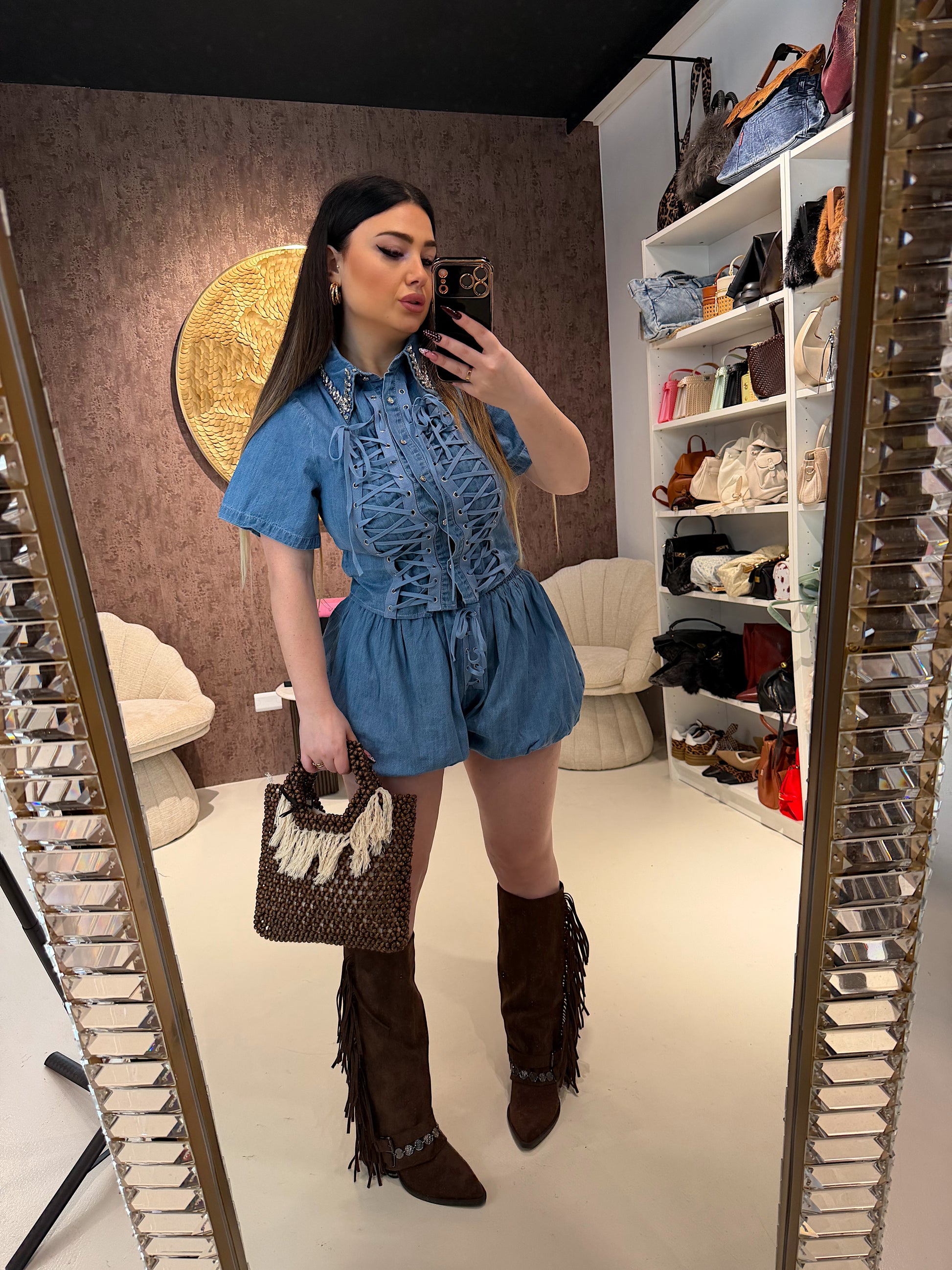 Completo Denim Lace Glam - R.a. Boutique