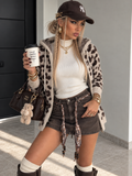 Cardigan Zip Cappuccio Animalier Panna / Marrone - R.a. Boutique