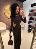 Abito lungo cut-out Caffè Elegance - R.a. Boutique