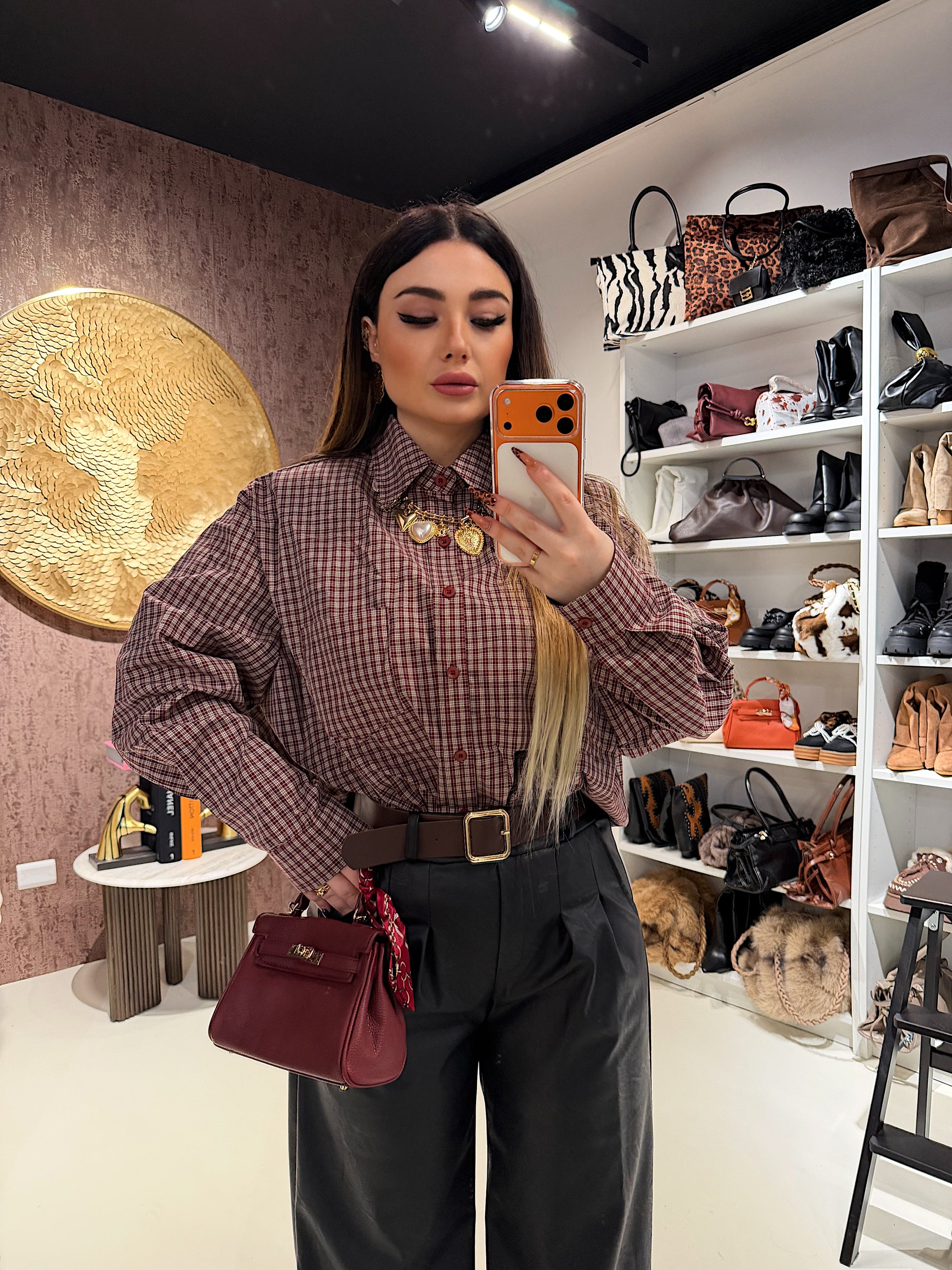 Camicia over a quadri spalle bombate - R.a. Boutique