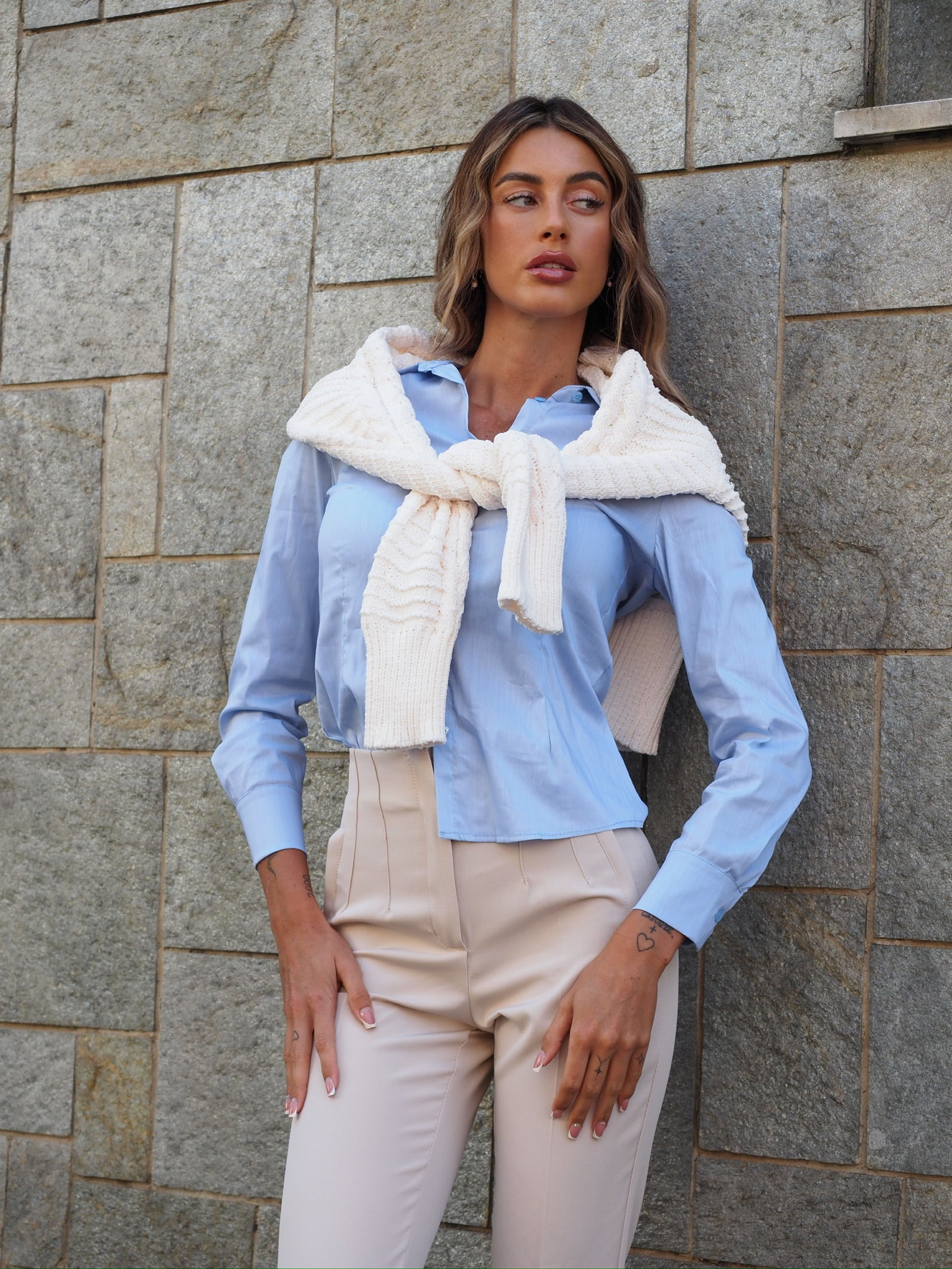 Maglione panna con trecce - R.a. Boutique 