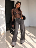 Jeans con risvolto e strass - R.a. Boutique