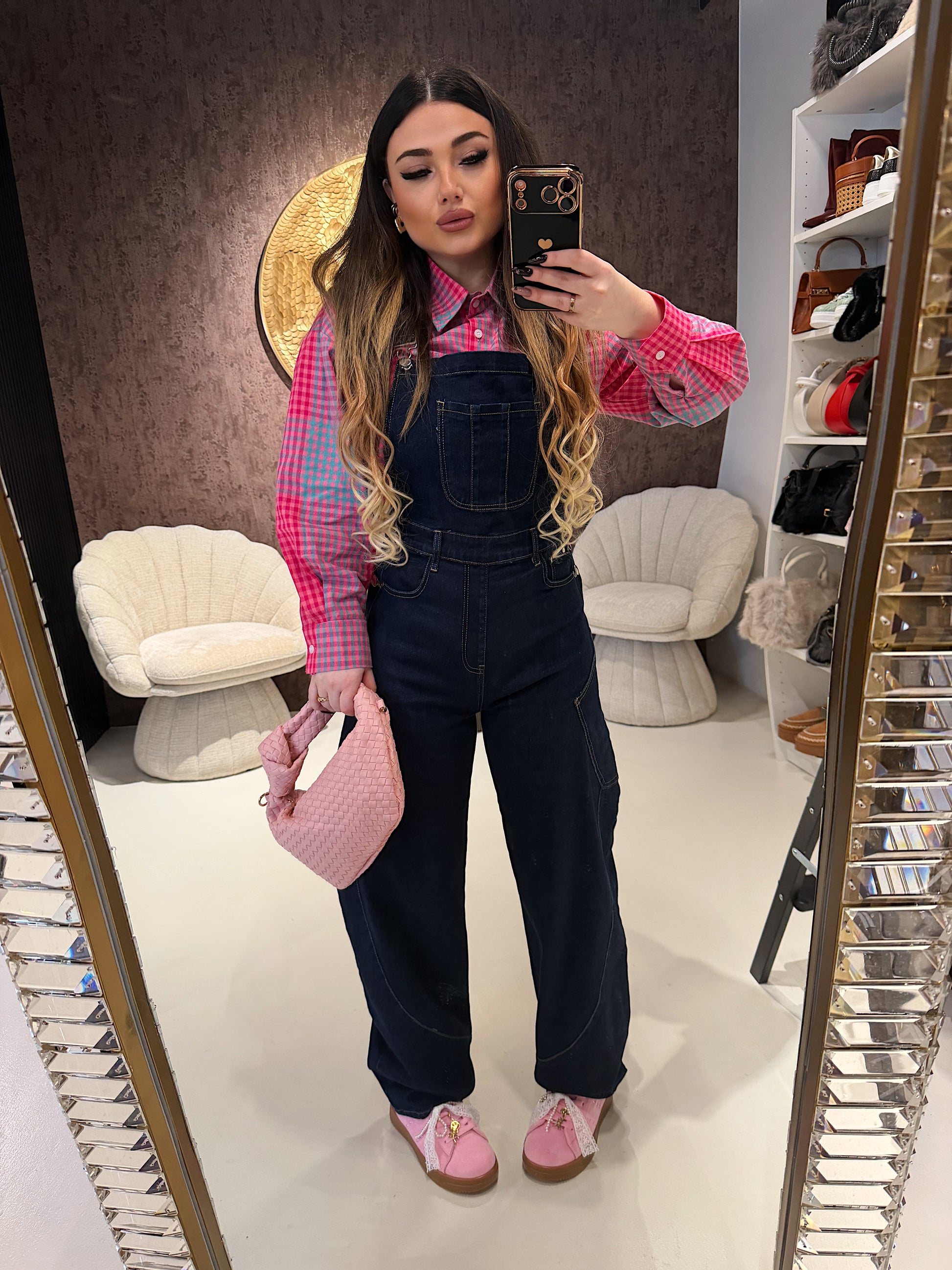 Camicia Oversize Check Pink & celeste - R.a. Boutique