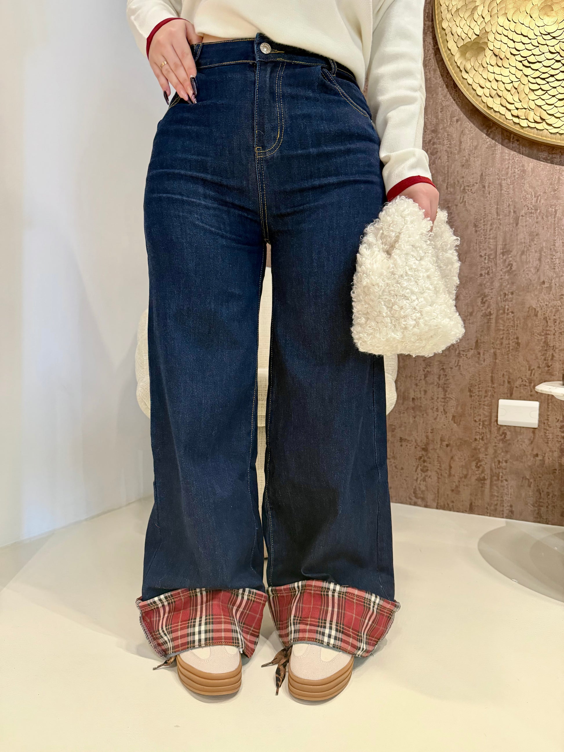 Jeans con Risvolto e Tasca Scozzese - R.a. Boutique