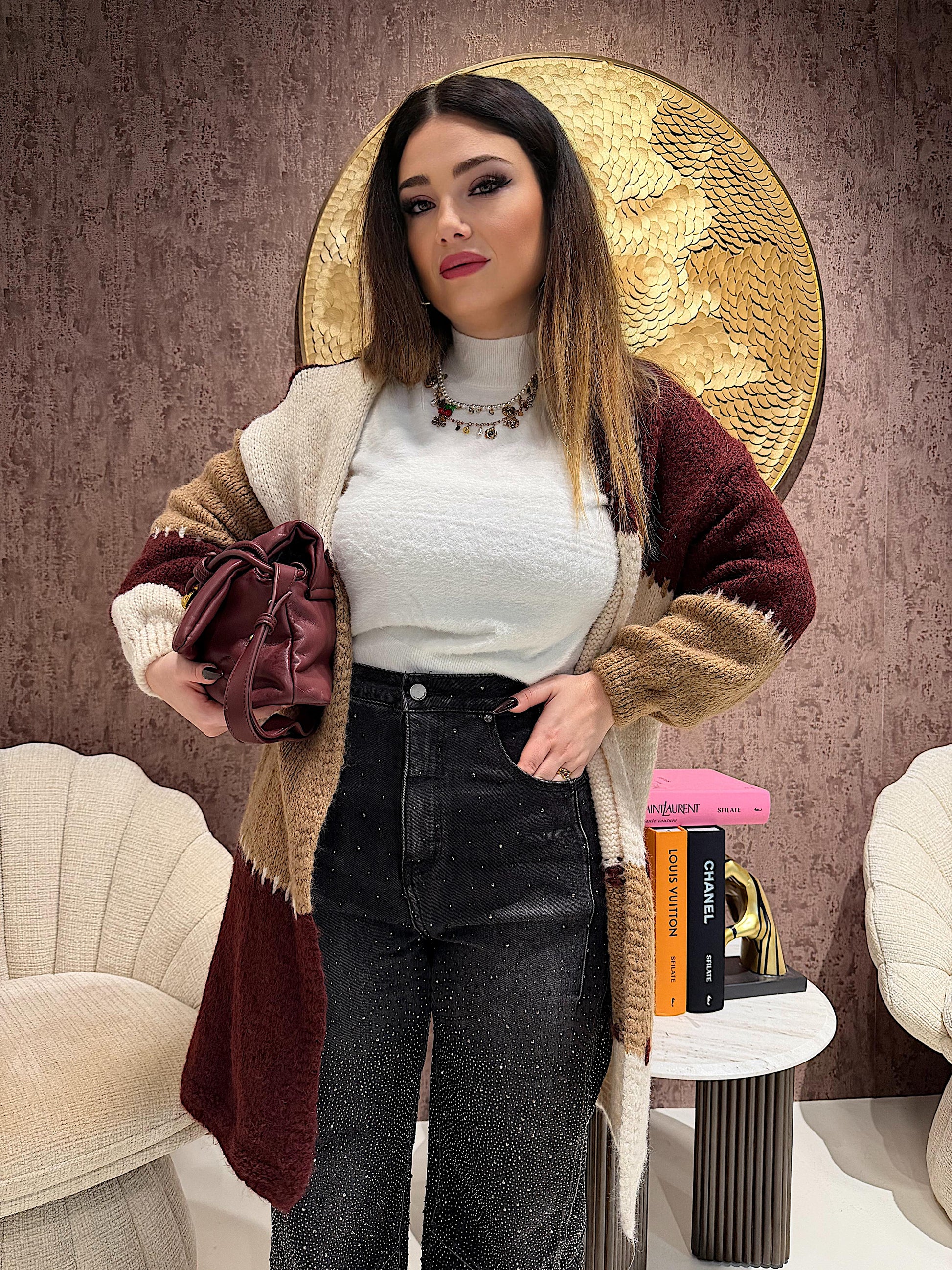 Cardigan a Blocchi 2 colori - R.a. Boutique