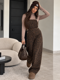 Salopette Denim Animalier Leopard – Marrone - R.a. Boutique