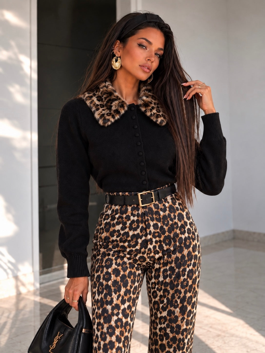 Pantalone a zampa animalier - R.a. Boutique