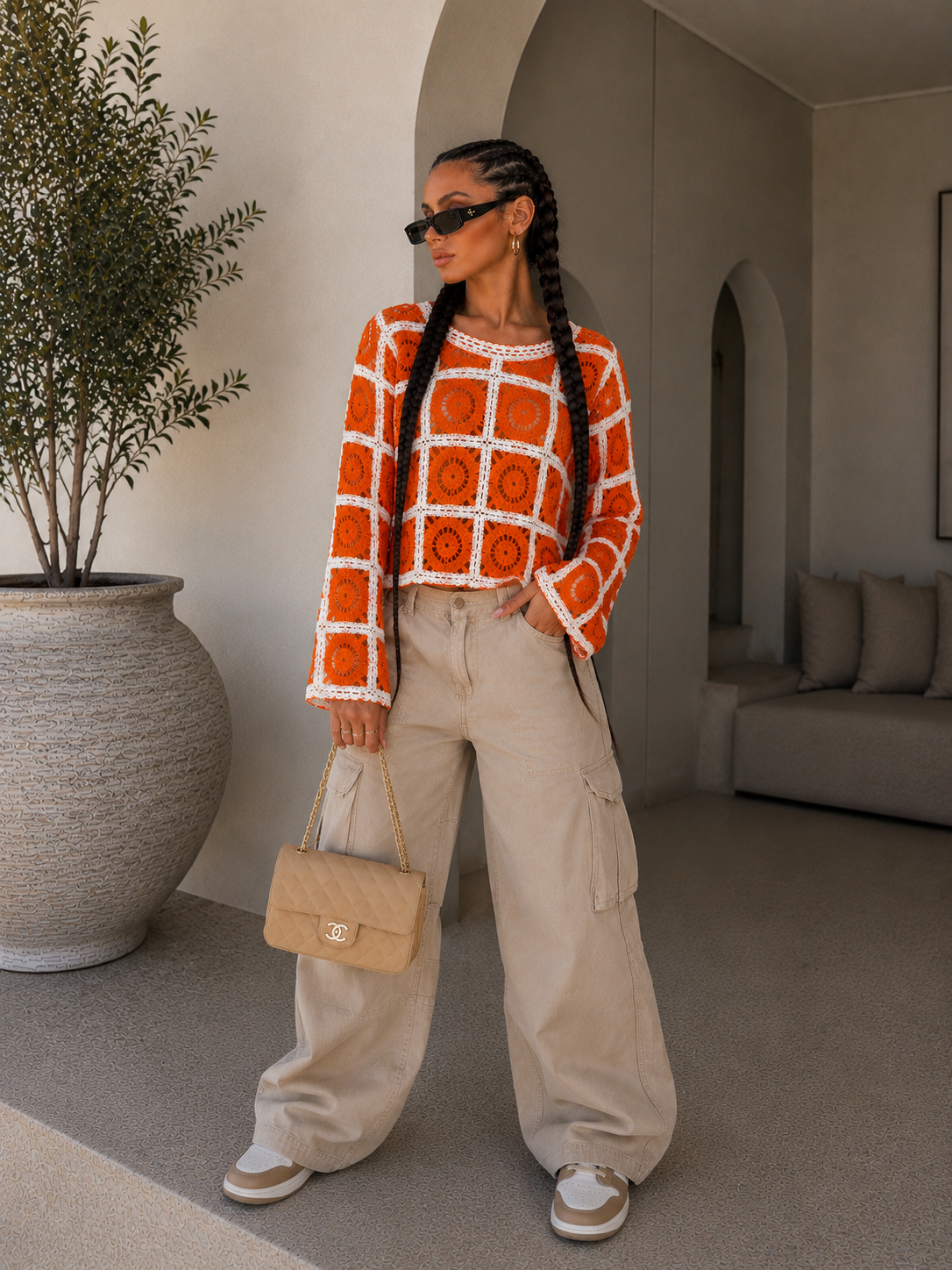 Maglia Crochet Geometrica Color Block - R.a. Boutique