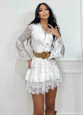 Abito in pizzo a balze bianco - R.a. Boutique