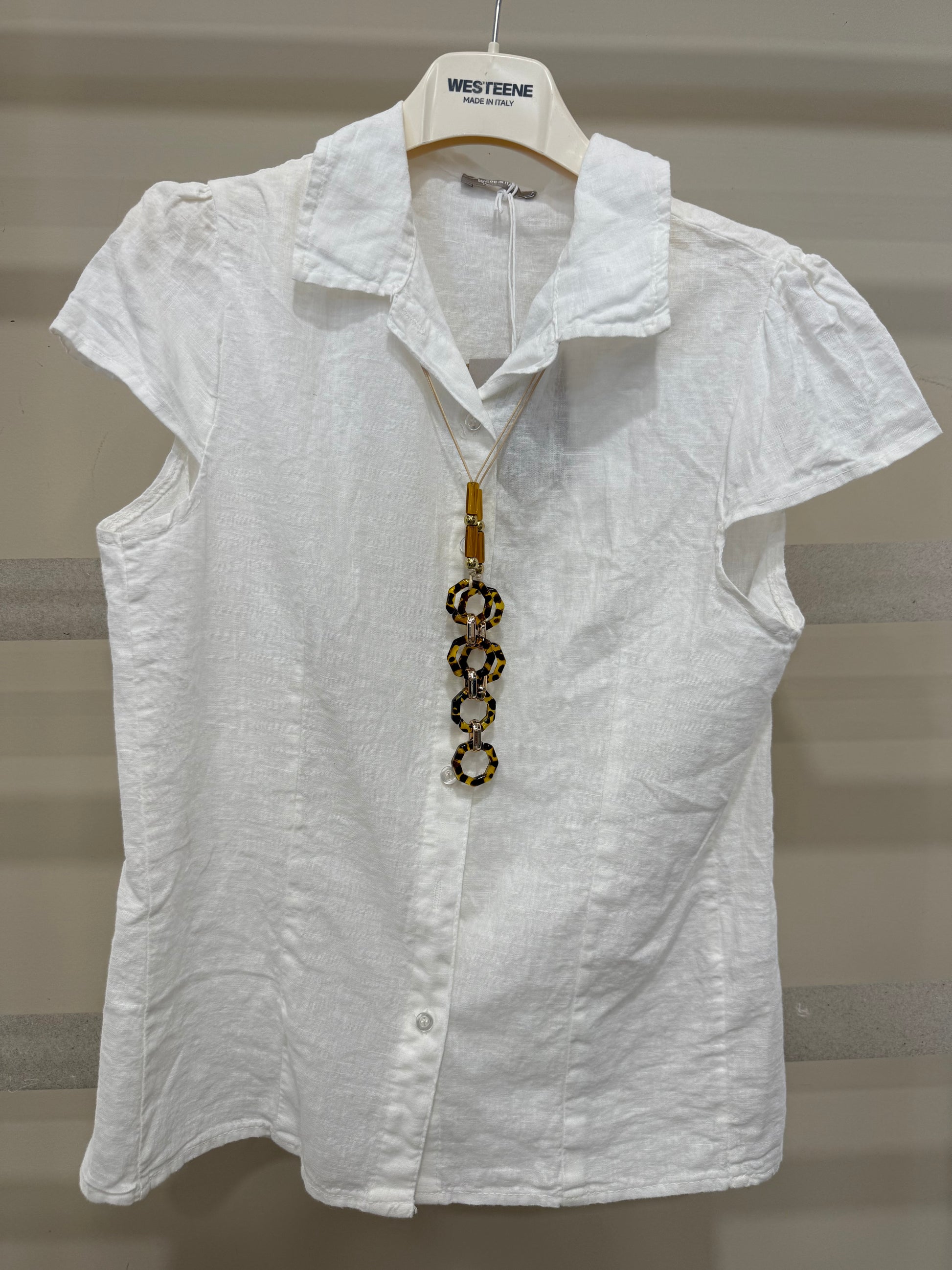 Camicia Lino bianca manica corta - R.a. Boutique