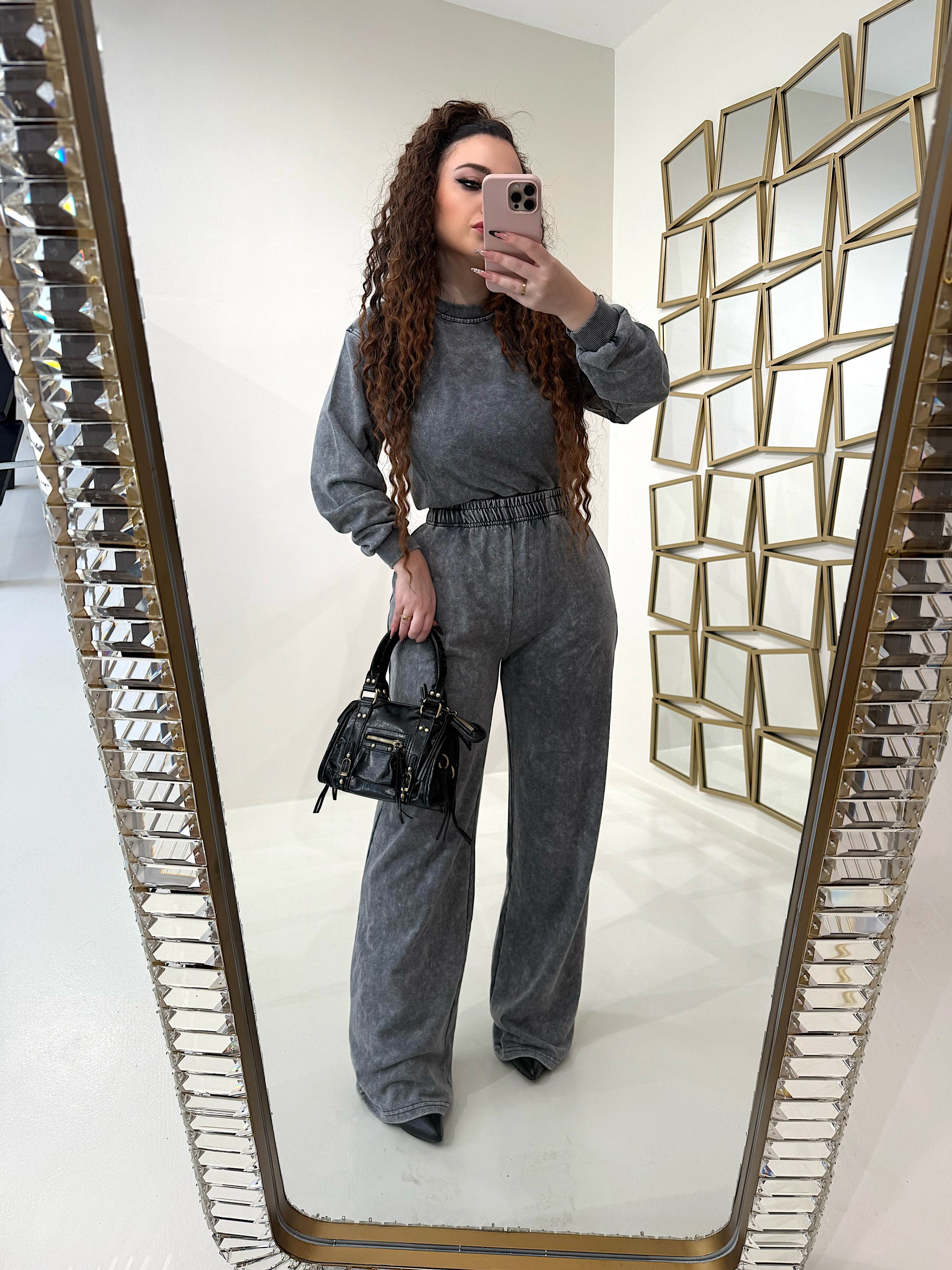 Completo felpa e pantalone effetto denim - R.a. Boutique