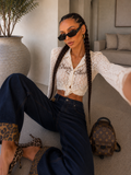 Jeans wide leg con dettagli maculati - R.a. Boutique