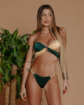 Bikini verde e beige con anello e fasce - R.a. Boutique 