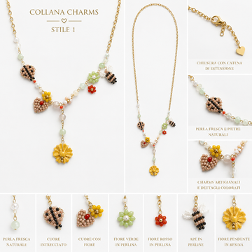 Collana Fiore Giallo con cuori e apine - R.a. Boutique