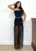 Abito a fascia con gonna in tulle nero - R.a. Boutique