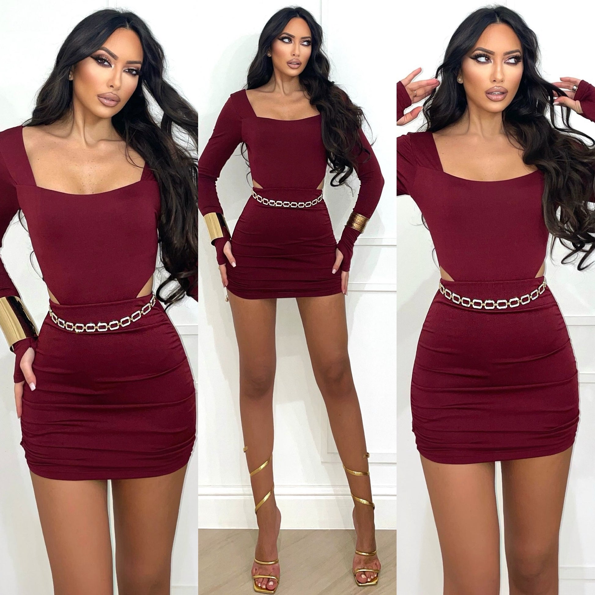 Completo body e gonna bordeaux - R.a. Boutique