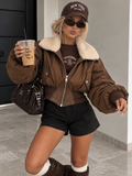 Giacca Bomber Marrone con Collo Teddy Panna - R.a. Boutique