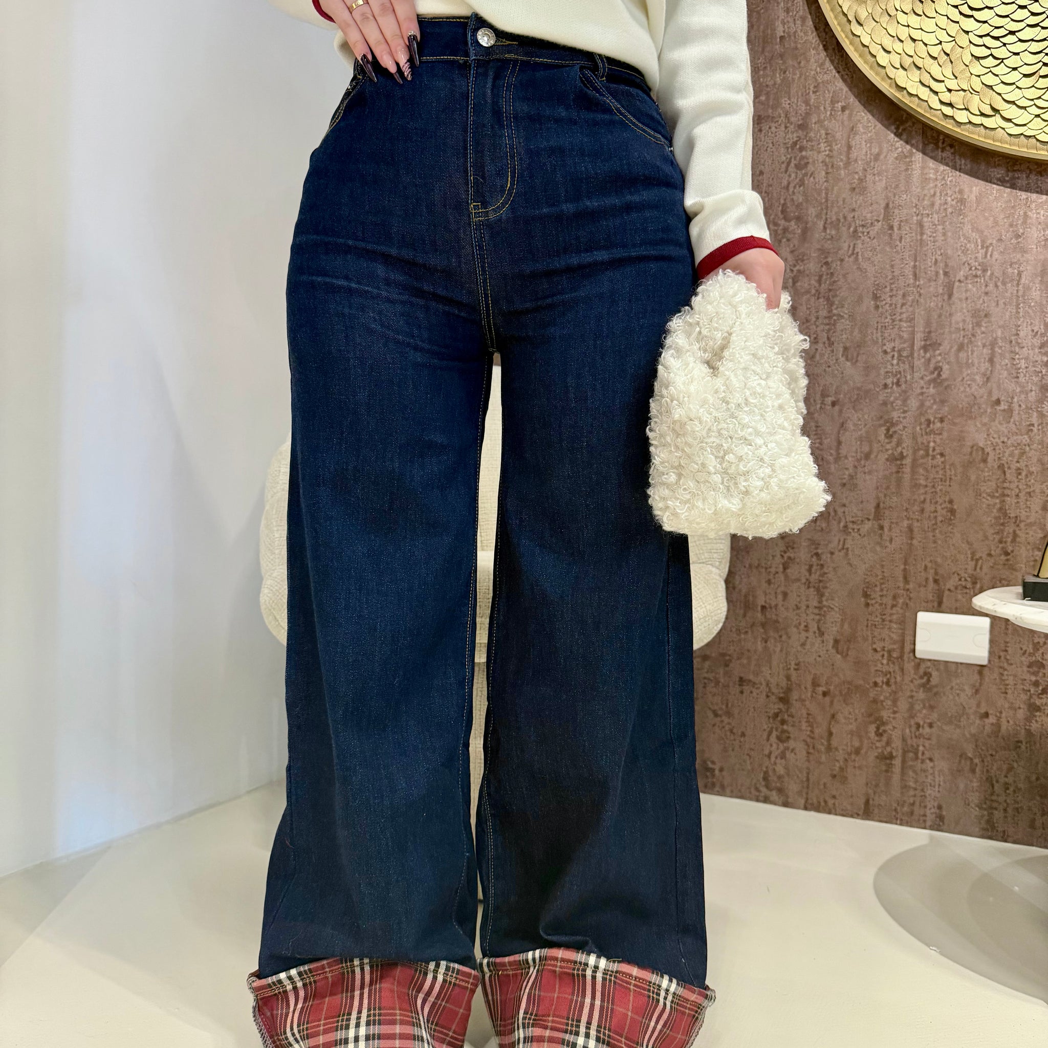 Jeans con Risvolto e Tasca Scozzese - R.a. Boutique
