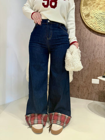 Jeans con Risvolto e Tasca Scozzese - R.a. Boutique