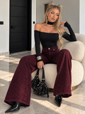 Jeans Palazzo Leopardato Bordeaux - R.a. Boutique