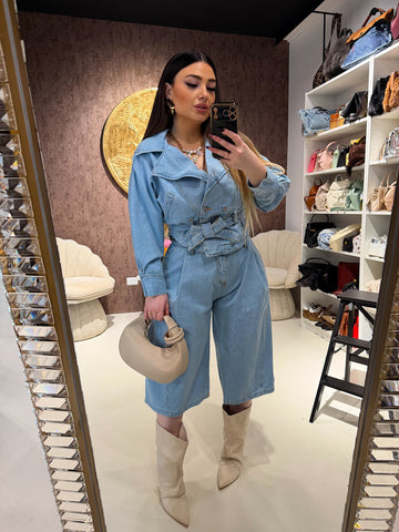 Giacca e pantalone in jeans con cintura - R.a. Boutique
