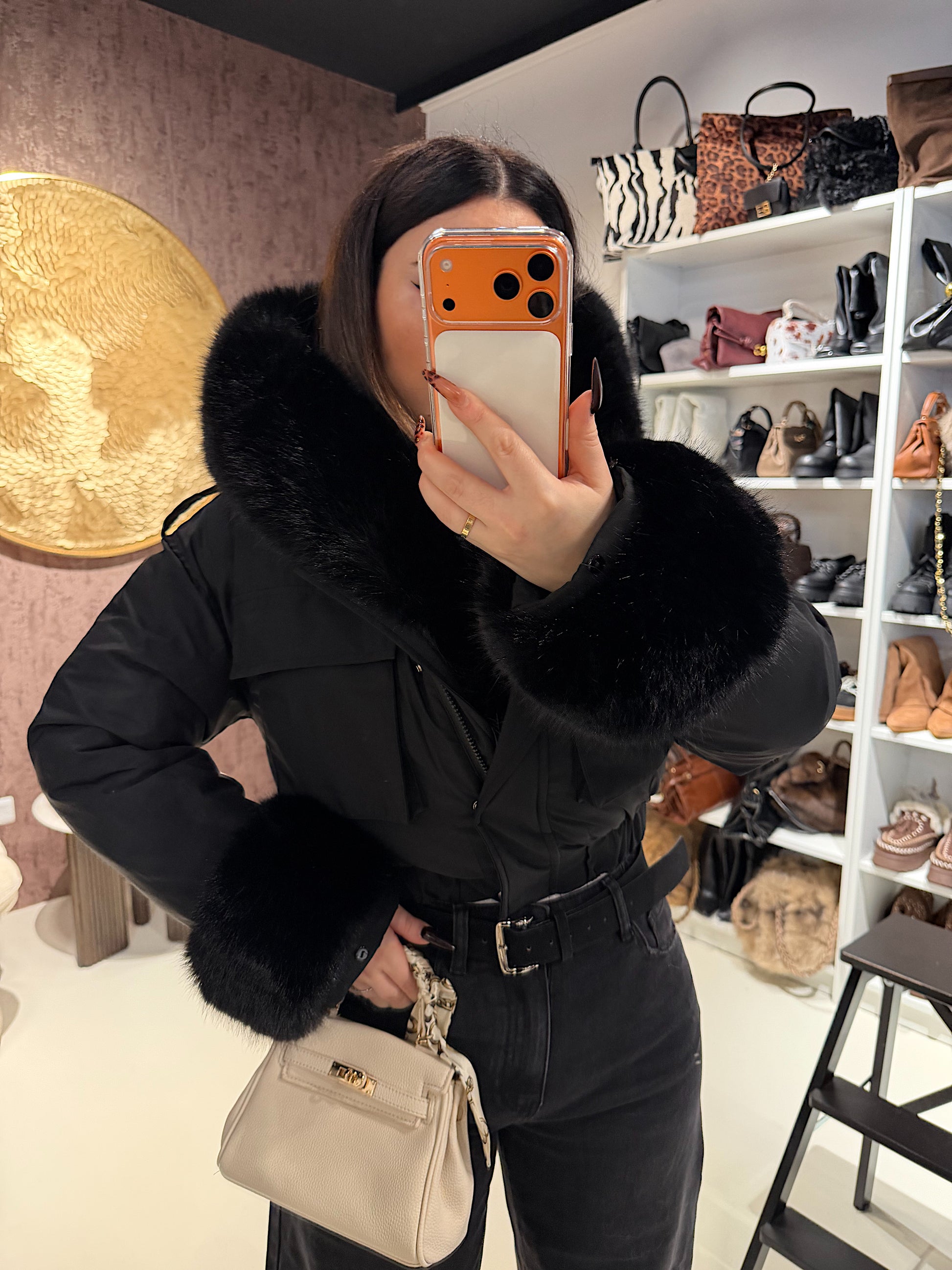 Bomber crop con pelo - R.a. Boutique