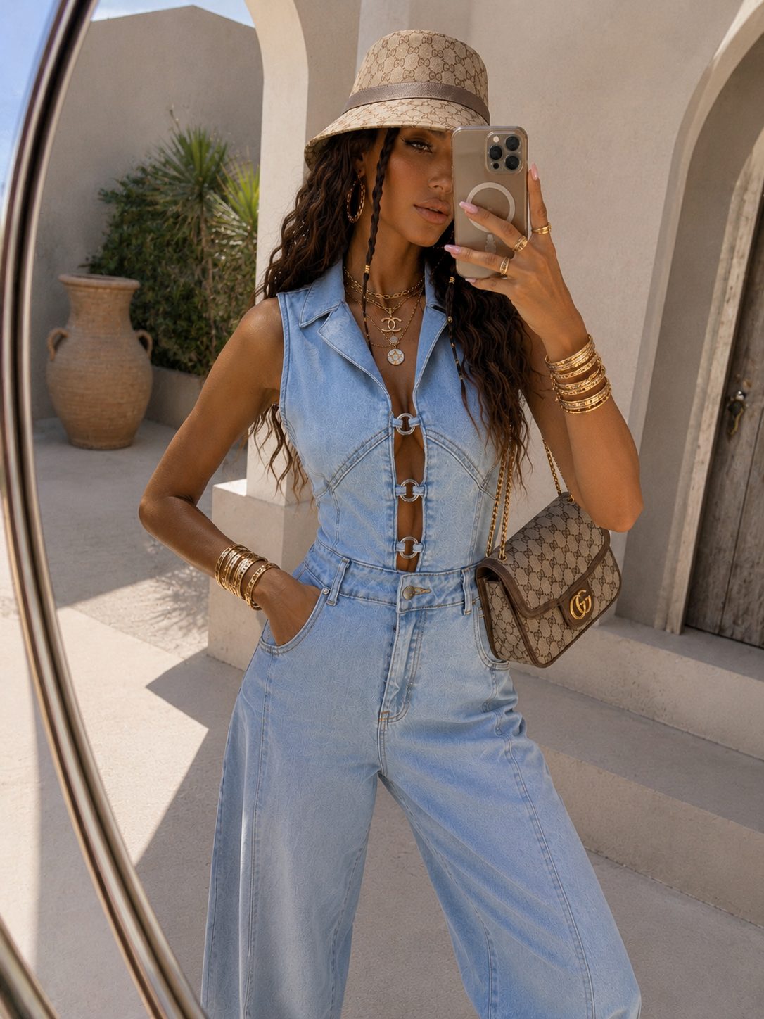 Salopette in jeans con cerchi - R.a. Boutique