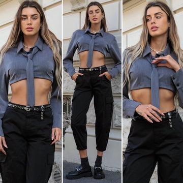 Camicia grigia con cravatta - R.a. Boutique 