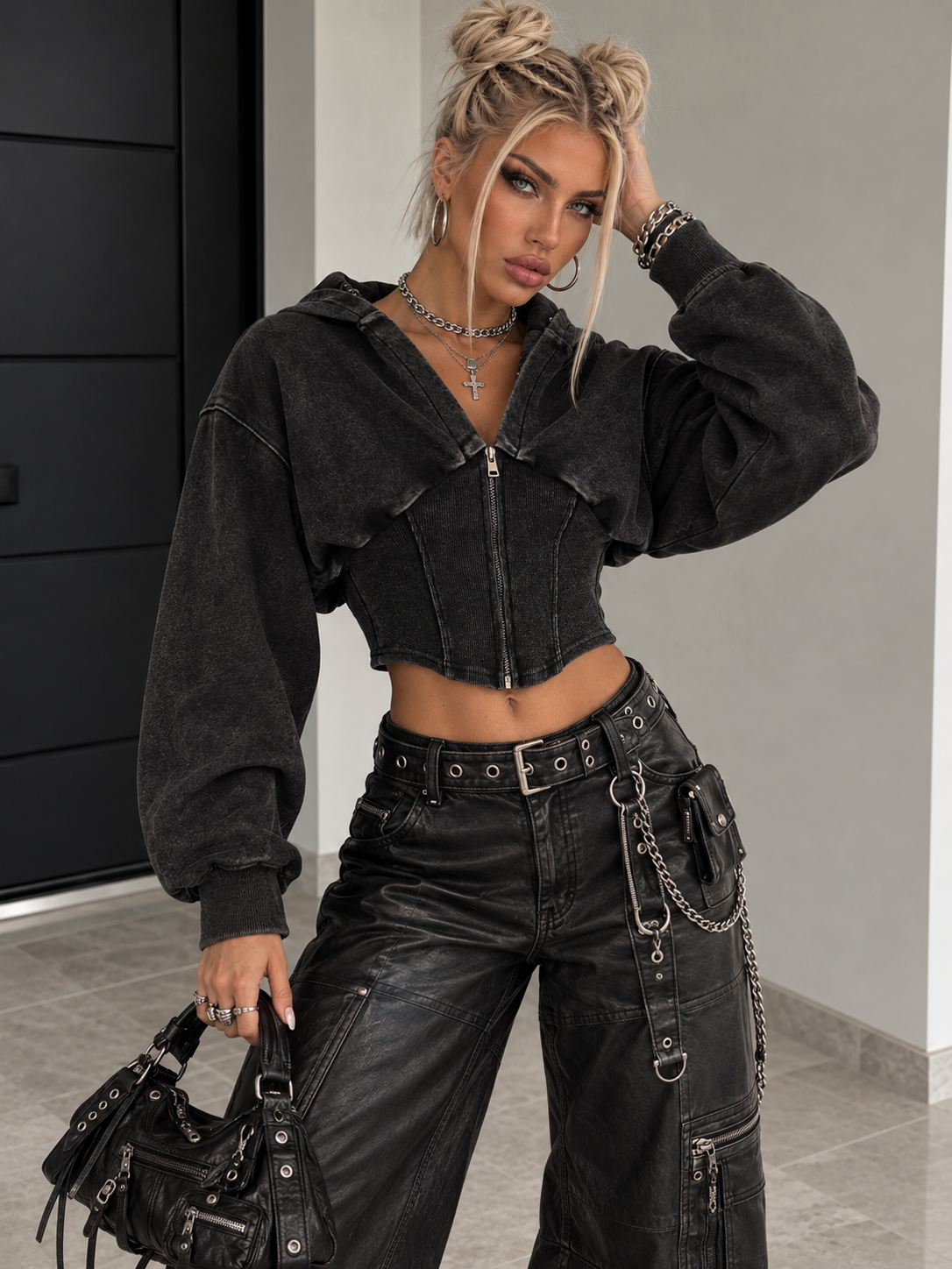 Felpa Crop Corset Zip - R.a. Boutique