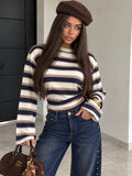 Maglia Soft Stripe a Righe Tricolore Camel/Blu - R.a. Boutique