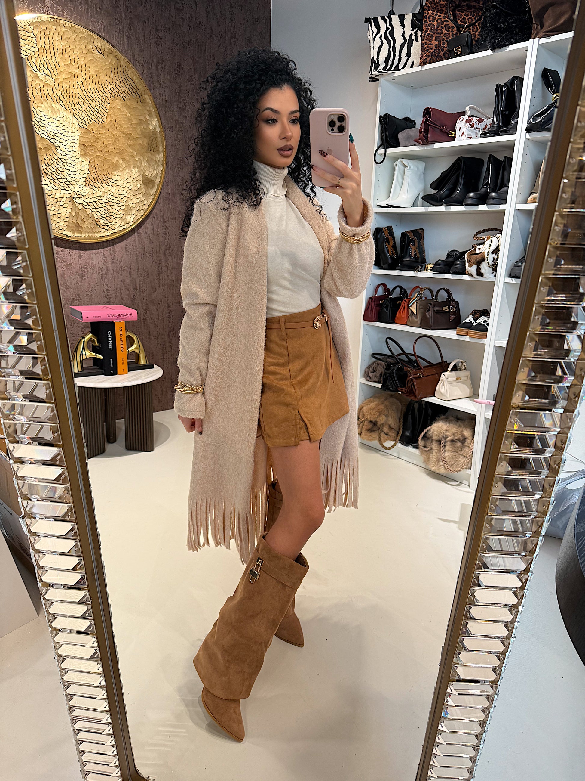 Gonna in camoscio con cinturina - R.a. Boutique