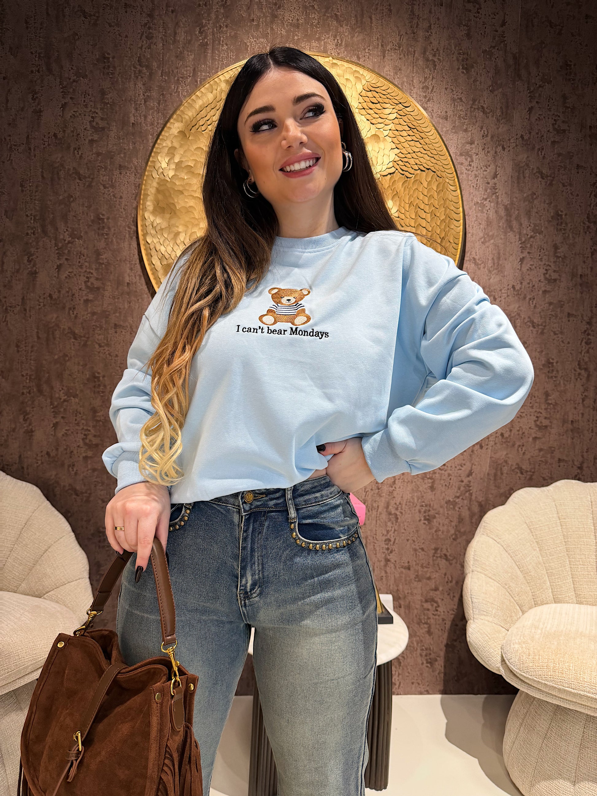 Felpa primaverile i can’t bear teddy monday - R.a. Boutique